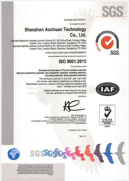 China Shenzhen Aochuan Technology Co., Ltd Certificaten